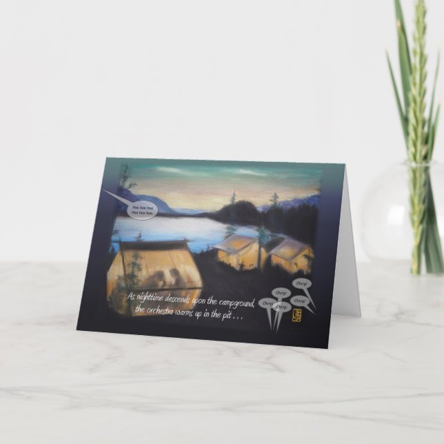 Pastel Tents at Sunset Night Sounds Inspirational Card (Front)