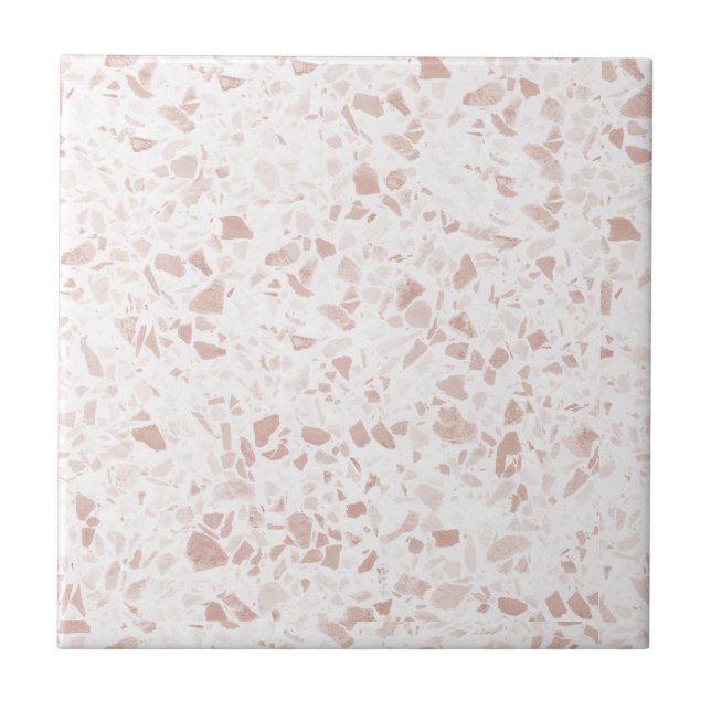Pastel Terra Cotta Terrazzo Print  Ceramic Tile (Front)
