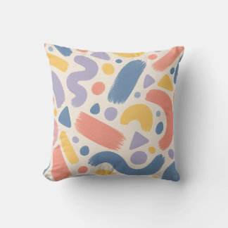 Pastel Terrazzo Brushstrokes and Playful Shapes Throw Pillow