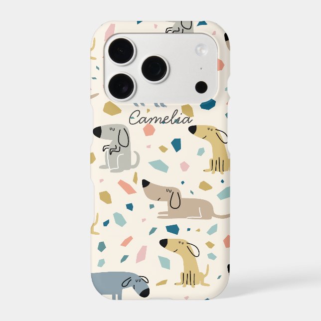 Pastel Terrazzo Funny Cute Dog Pattern Iphone Case (Back)