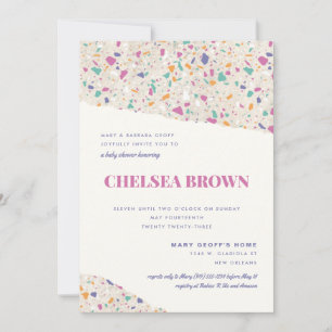 Pastel Terrazzo Slab Modern Baby Shower Announcement