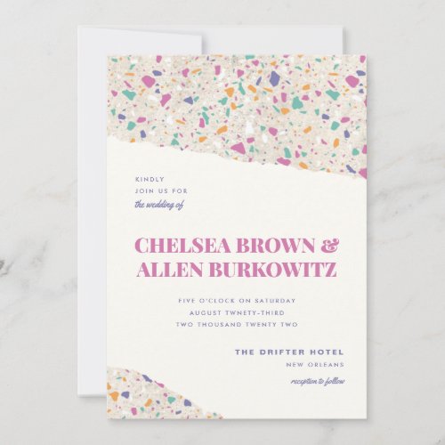 Pastel Terrazzo Slab Modern Wedding Invitation