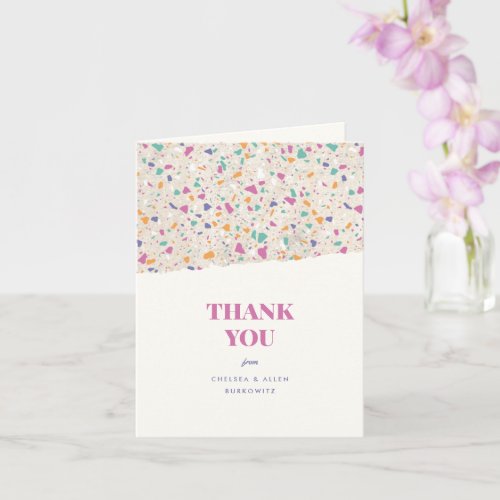 Pastel Terrazzo Slab Modern Wedding Thank You Card