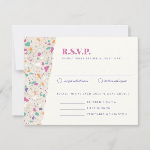 Pastel Terrazzo Slab Wedding Invitation RSVP Card