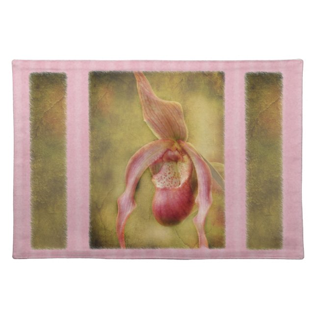 Pastel Textured Lady Slipper Orchid Placemat (Front)