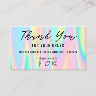 pastel thank you business card