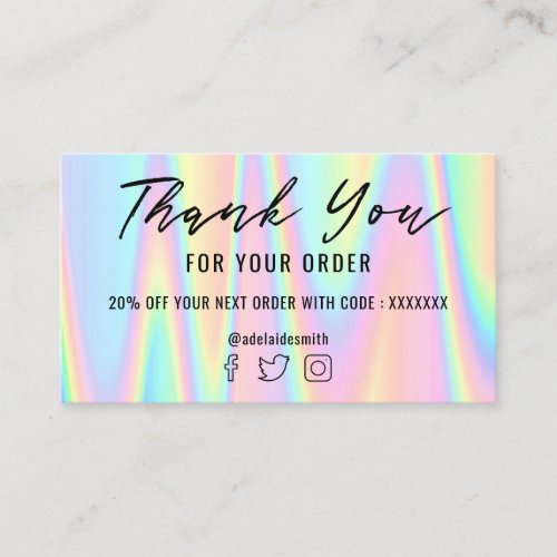 pastel thank you business card