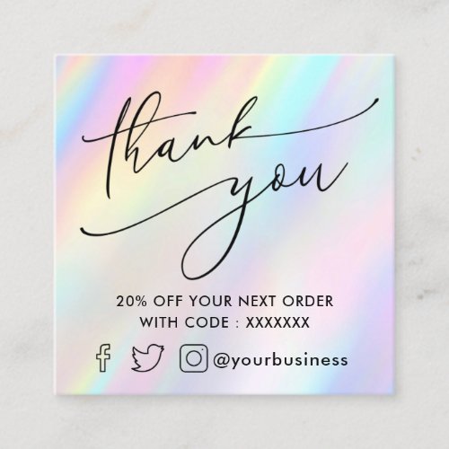 pastel thank you discount card