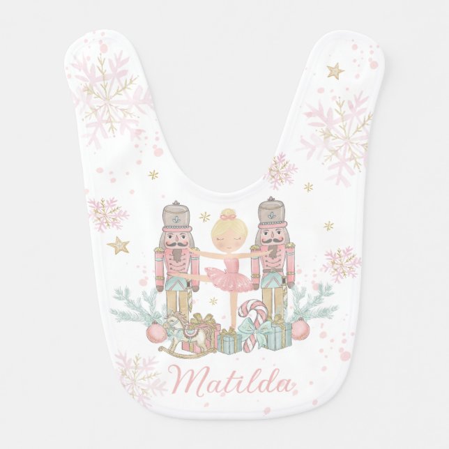 Pastel The Nutcracker Christmas Ballet Baby Bib (Front)