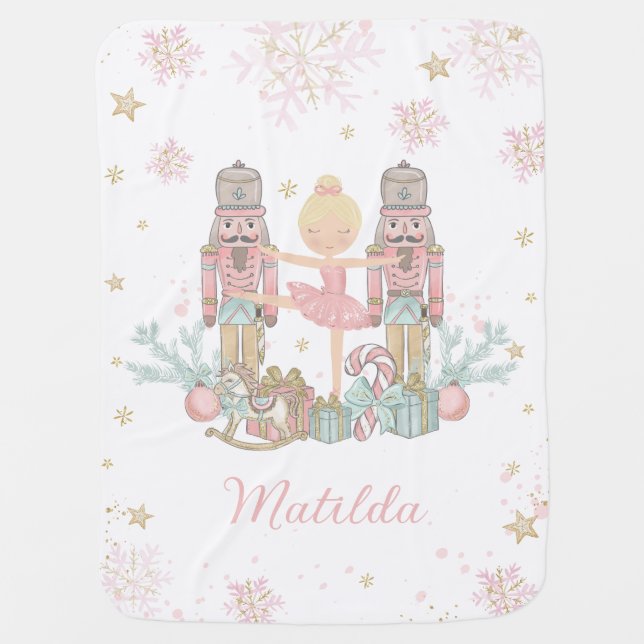Pastel The Nutcracker Christmas Ballet Baby Blanket (Front)