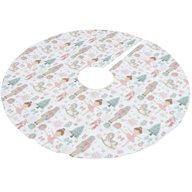 Pastel The Nutcracker Christmas Ballet Decoupage Brushed Polyester Tree Skirt (Angled)