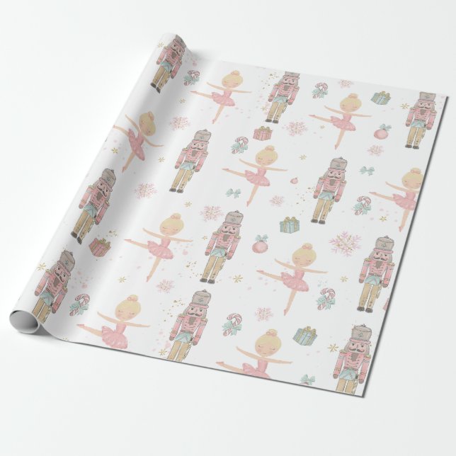 Pastel The Nutcracker Christmas Ballet Decoupage Wrapping Paper (Unrolled)