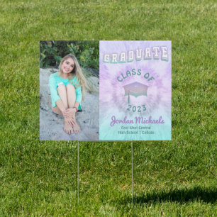 Pastel Tie Dye Graduate Photo Graduation Sign