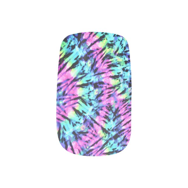 Pastel Tie-Dye Minx Nail Art (Left Thumb)