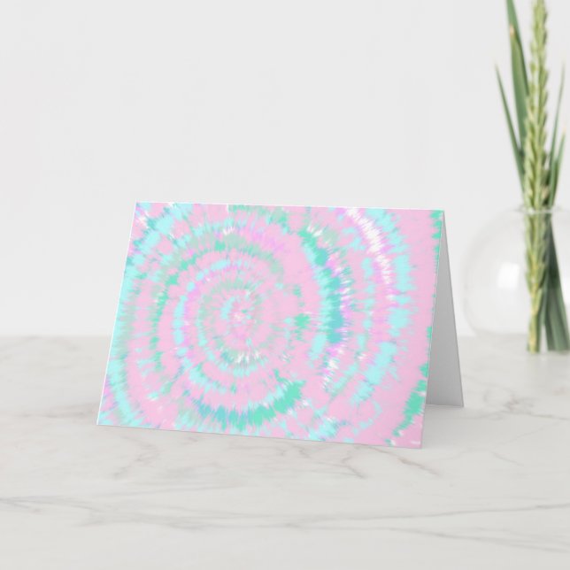 Pastel Tie Dye Pattern Pink Aqua Mint Green Card (Front)