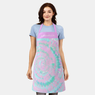 Pastel Tie Dye Pattern Pink Aqua Mint Personalized Apron