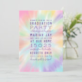 Pastel Tie Dye Typography Graduation Party Invitation (Standing Front)