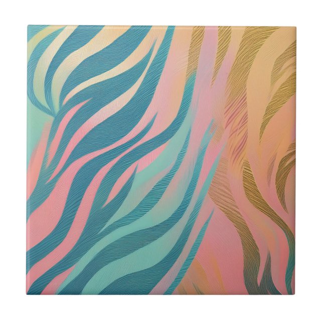 Pastel Tiger Stripe  Ceramic Tile (Front)