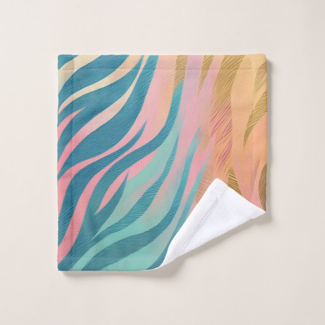 Pastel Tiger Stripes Bath Towel Set (Wash Cloth)