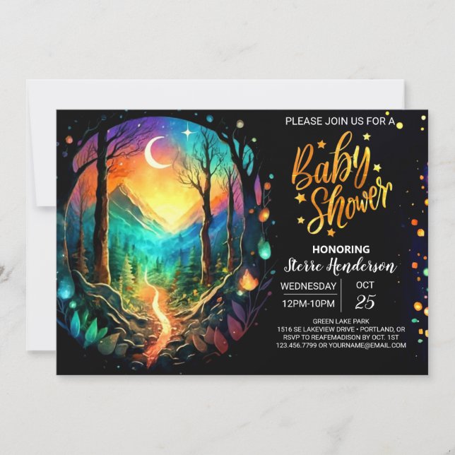  Pastel Timber Adventure Awaits Baby Shower Invitation (Front)