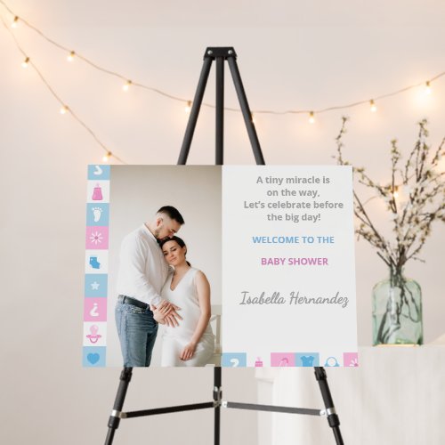 Pastel Tiny Icons Baby Celebration Welcome Sign