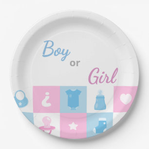 Pastel Tiny Icons Baby Showers & Gender Reveals Paper Plates