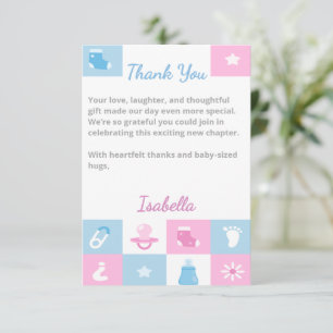 Pastel Tiny Icons Baby Showers & Gender Reveals Thank You Card