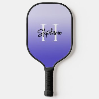 Pastel To Iris Purple Ombre Monogrammed Pickleball Paddle by purplestuff at Zazzle