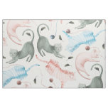 Pastel Tone Cats Pattern Fabric