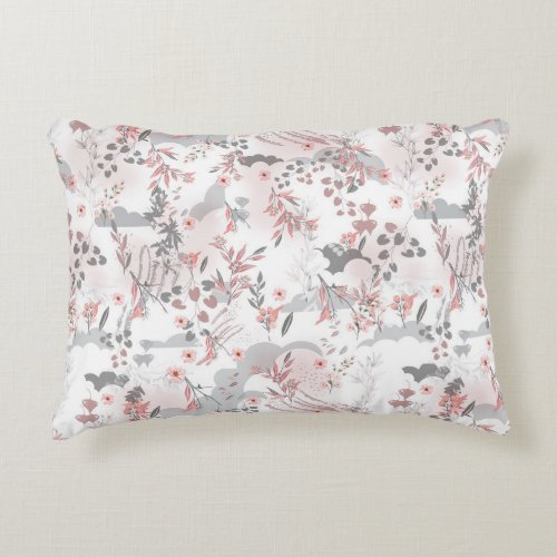 Pastel Tone Floral Seamless Pattern Accent Pillow