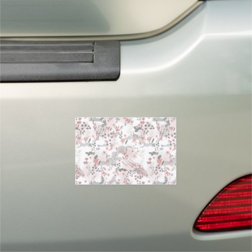 Pastel Tone Floral Seamless Pattern Car Magnet