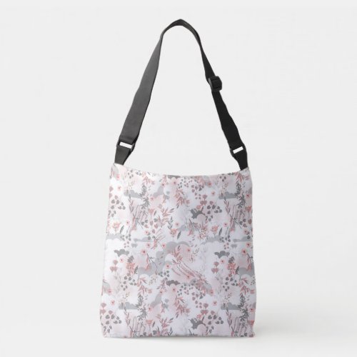 Pastel Tone Floral Seamless Pattern Crossbody Bag