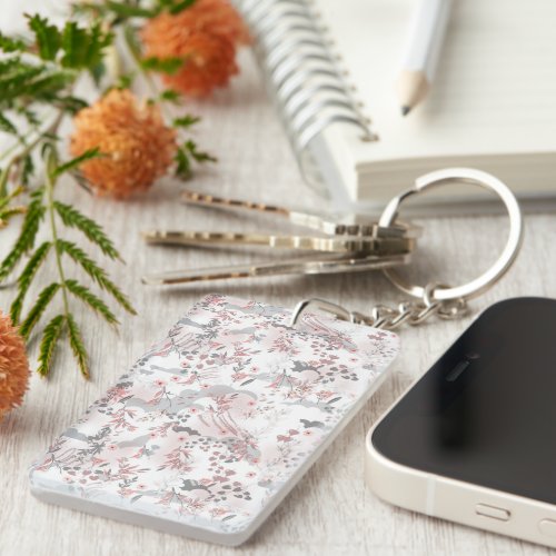 Pastel Tone Floral Seamless Pattern Keychain