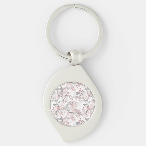 Pastel Tone Floral Seamless Pattern Keychain