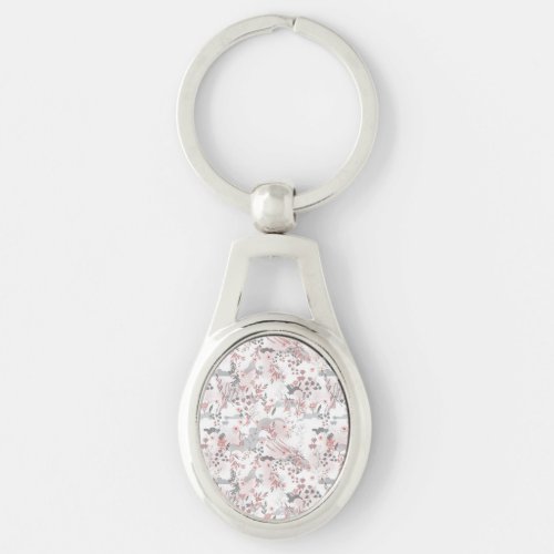 Pastel Tone Floral Seamless Pattern Keychain