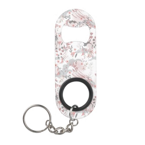 Pastel Tone Floral Seamless Pattern Keychain Bottle Opener