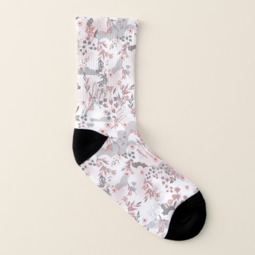 Pastel Tone Floral Seamless Pattern Socks
