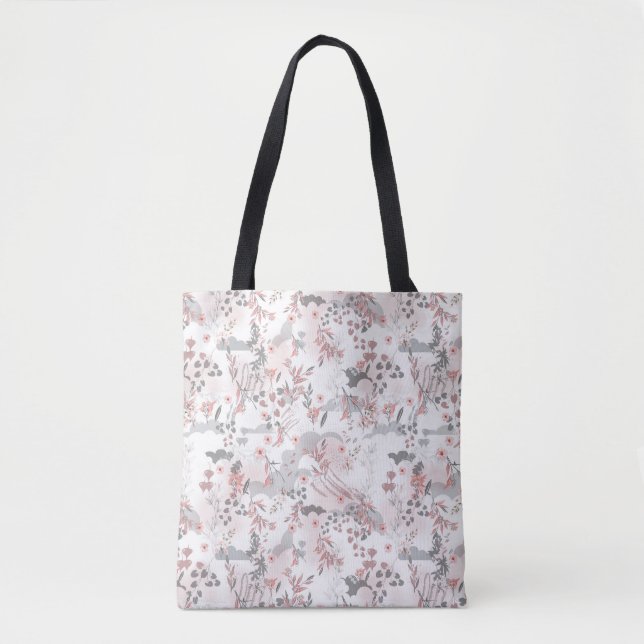 Pastel Tone Floral Seamless Pattern Tote Bag (Front)