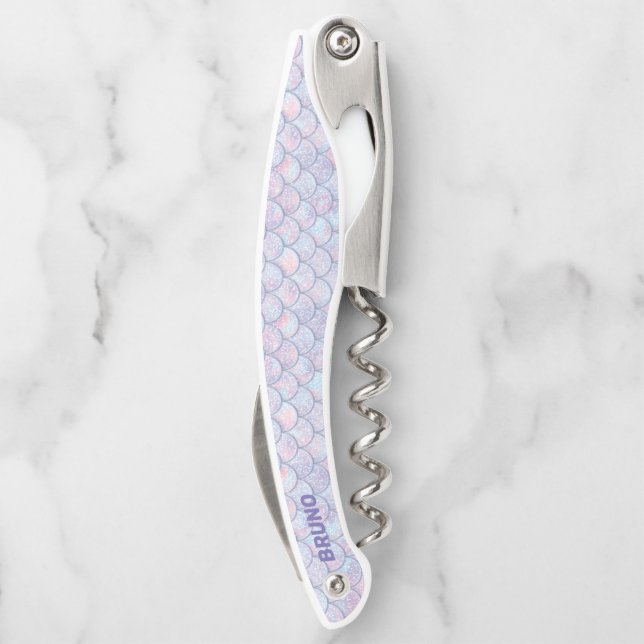 Pastel tones abstract fish scales pattern waiter's corkscrew (Back)