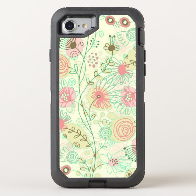 Pastel Tones Cute Cartoon Flowers Otterbox iPhone Case (Back)