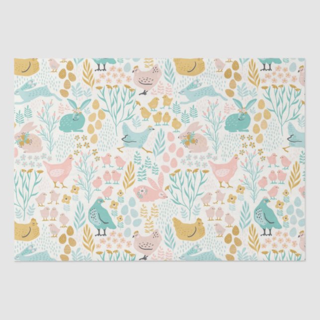 Pastel tones Easter symbols pattern Tissue Paper (Front)
