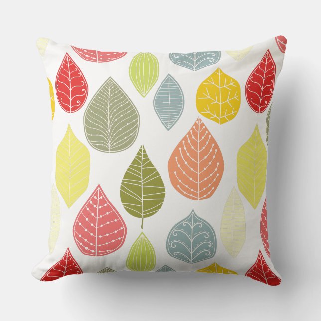 Pastel Tones Fall Leafs Pattern 2 Throw Pillow (Front)