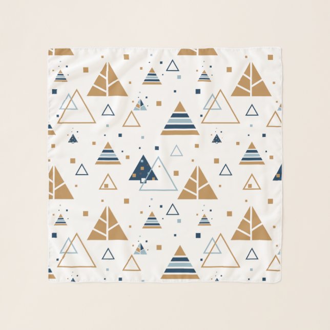 Pastel Tones Modern Triangle Geometric Pattern Scarf (Front (Horizontal))