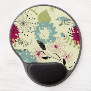 Pastel Tones Retro Floral Design Gel Mouse Pad