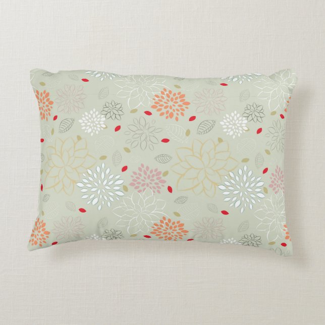 Pastel Tones Retro Flower Decorative Pillow (Back)