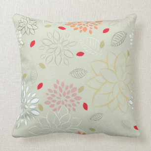 Pastel Tones Retro Flower Large Print Throw Pillow