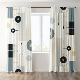 Pastel tones retro geometric pattern sheer curtains