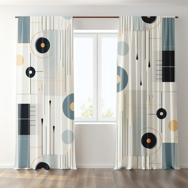 Pastel tones retro geometric pattern sheer curtains (Creator Uploaded)
