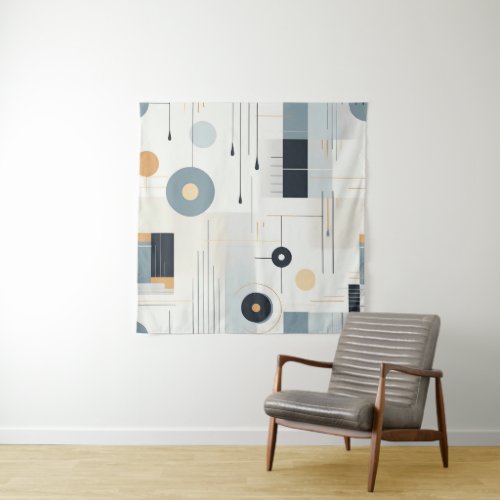 Pastel tones retro geometric pattern tapestry