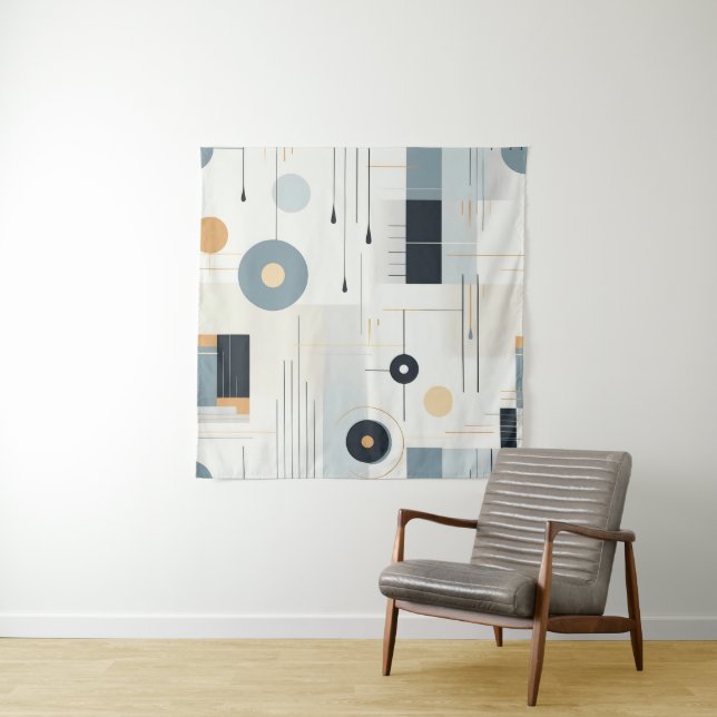 Pastel tones retro geometric pattern tapestry (In Situ)